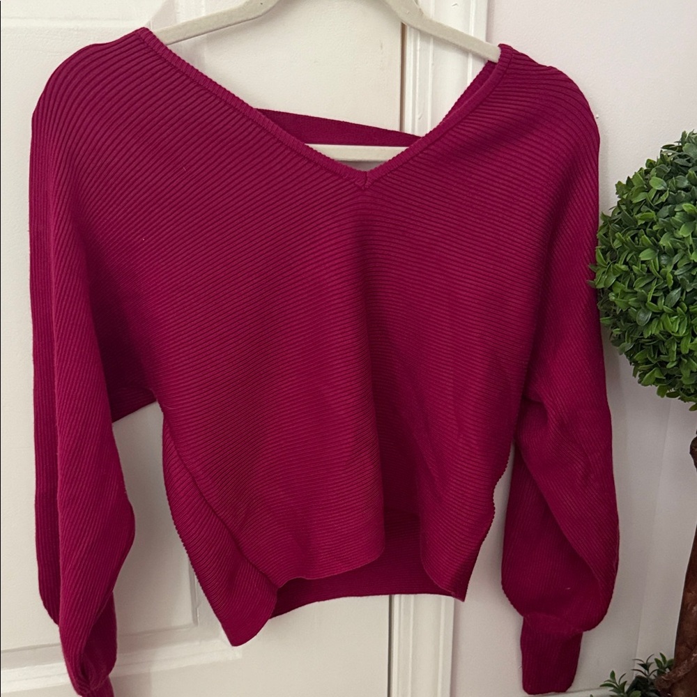 Cute Dry Goods V-Neck Sweater - Deep Pink